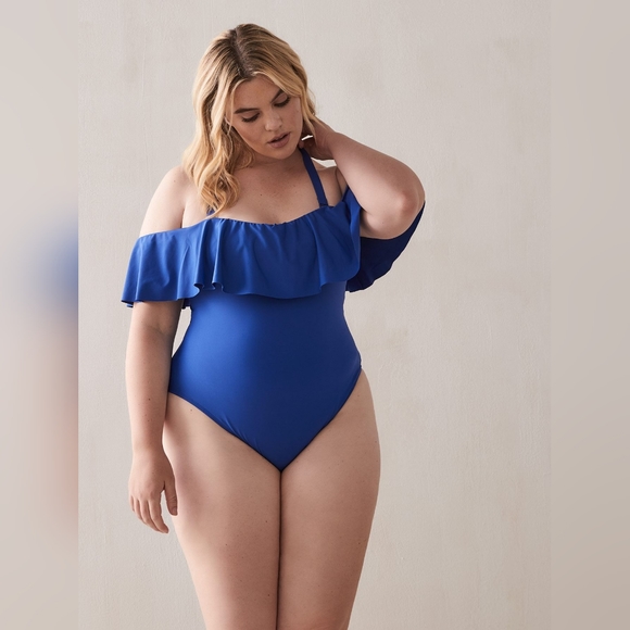 Blue off the shoulder one piece - Picture 2 of 3